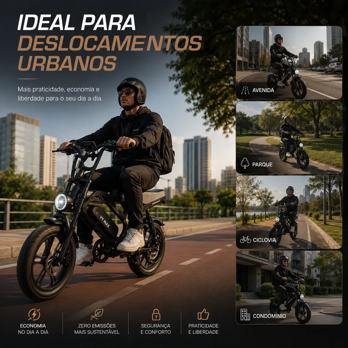 Bicicleta Bike Eletrica V9 Max 60km Autonomia Urbana 32km/h 4